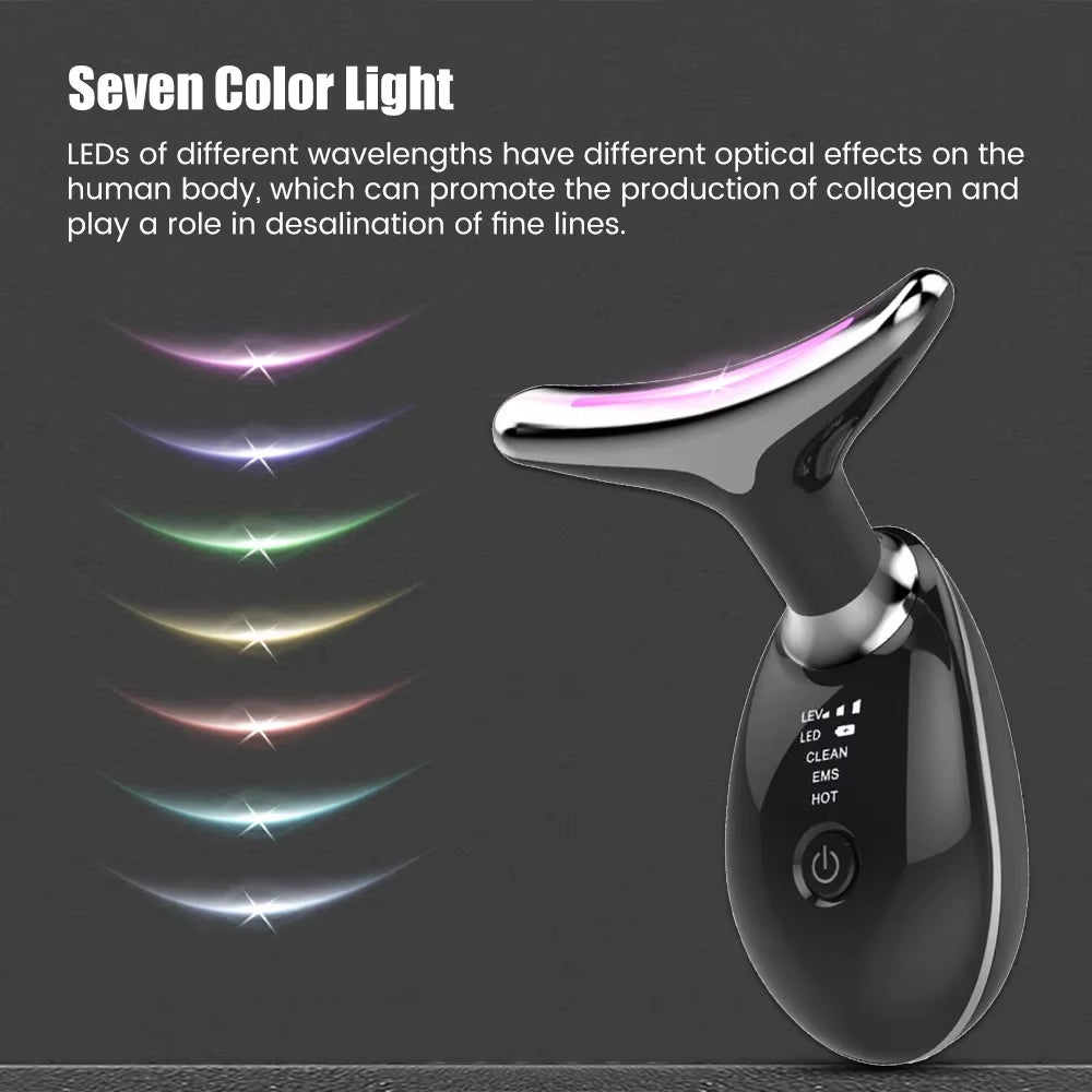 Face Neck Lift Beauty Device EMS Facial Massager LED Light Therapy Double Chin Remover Skin Rejuvenation