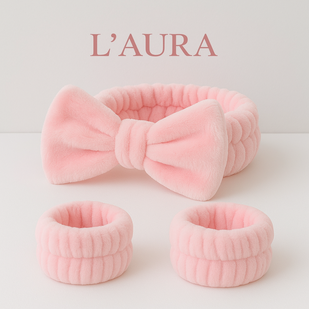 L´aura Face Wash Wristbands & Headband Set