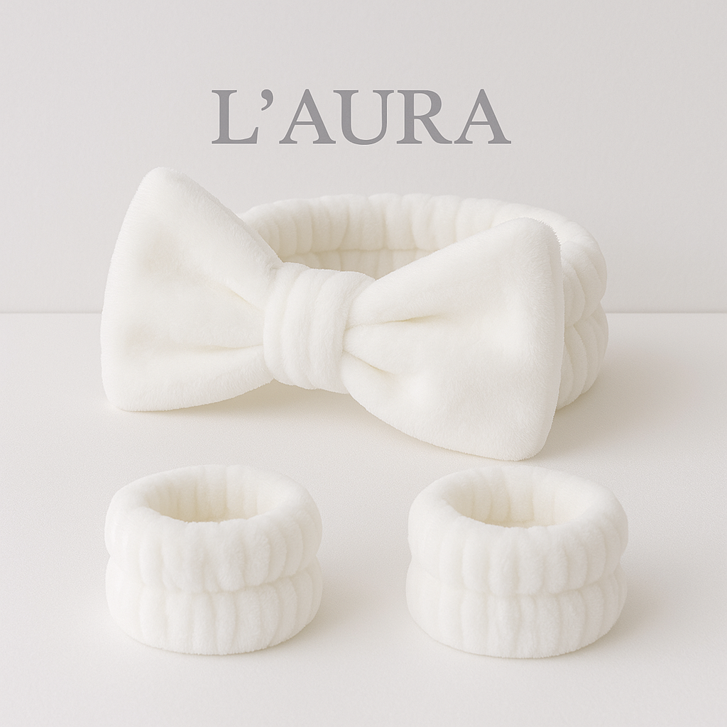 L´aura Face Wash Wristbands & Headband Set