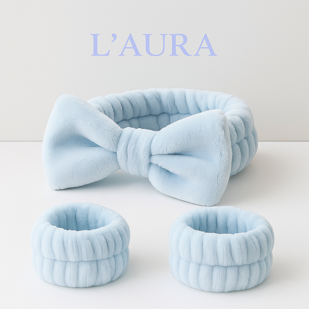 L´aura Face Wash Wristbands & Headband Set